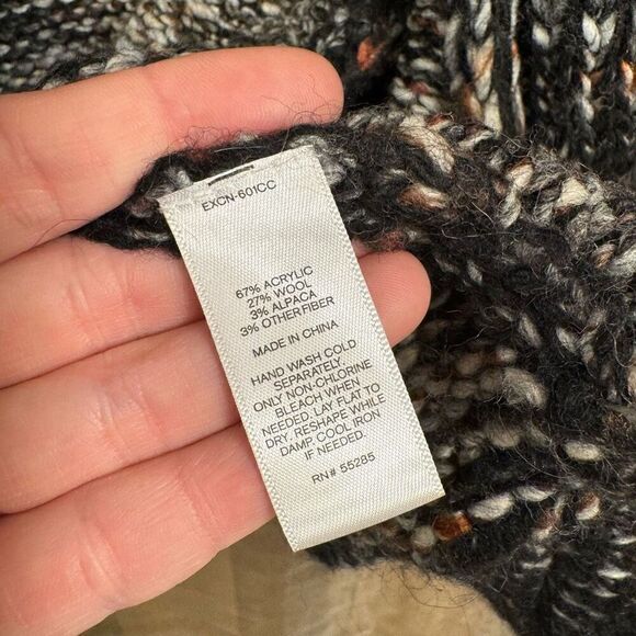Express Black Multicolor Chunky Knit Wool Alpaca Cardigan Sweater L/XL - Picture 6 of 7